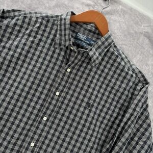 Polo Ralph Lauren Shirt Mens XXL Lowell Sport Black Plaid VTG 90s
